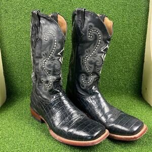 Ferrini Print Belly Gator Black 40793-04 Western Cowhide Boots